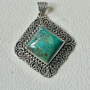 Vintage Southwest Sterling Silver 925 Turquoise Pendant